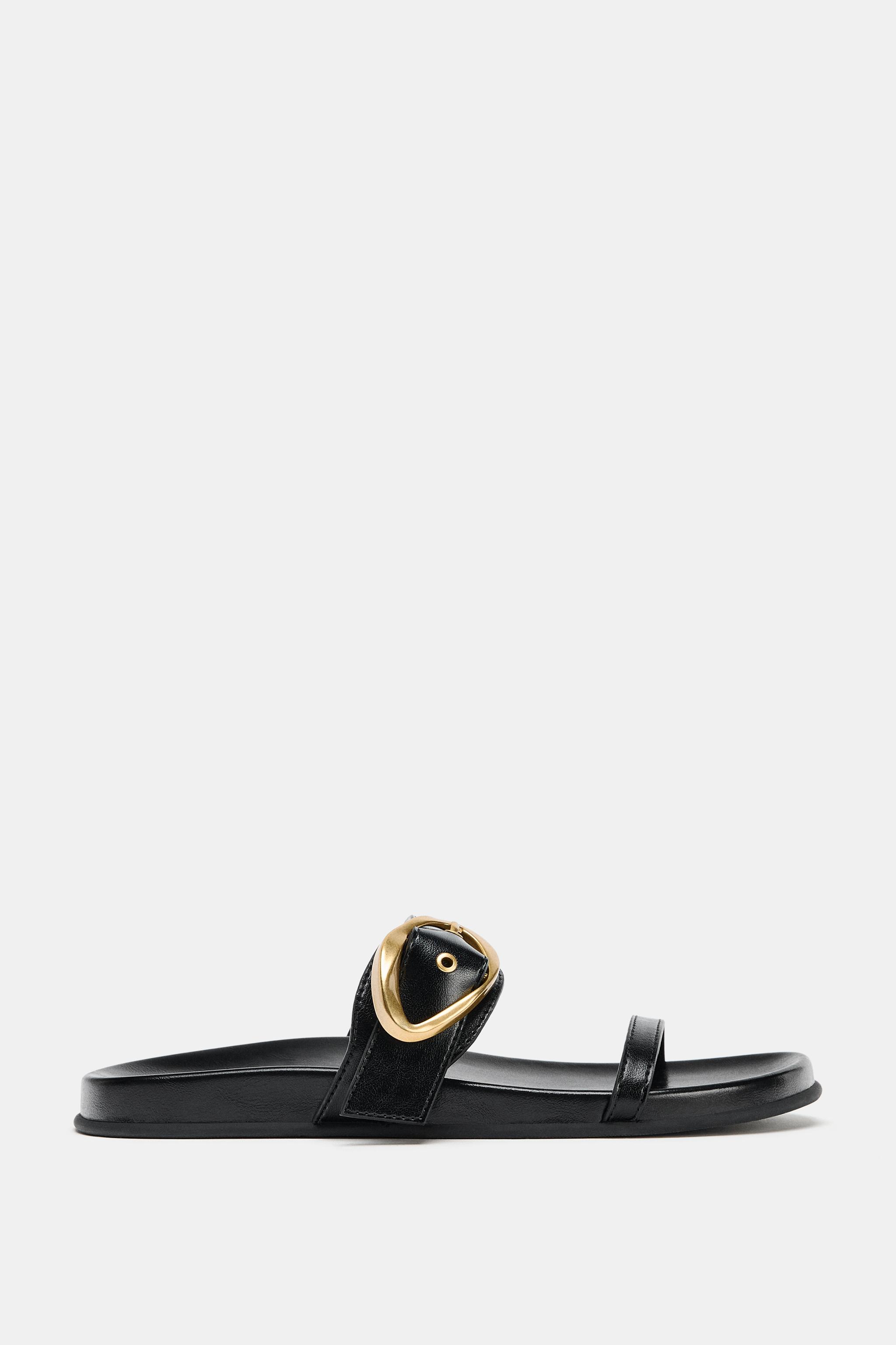 BUCKLED DOUBLE STRAP SANDALS